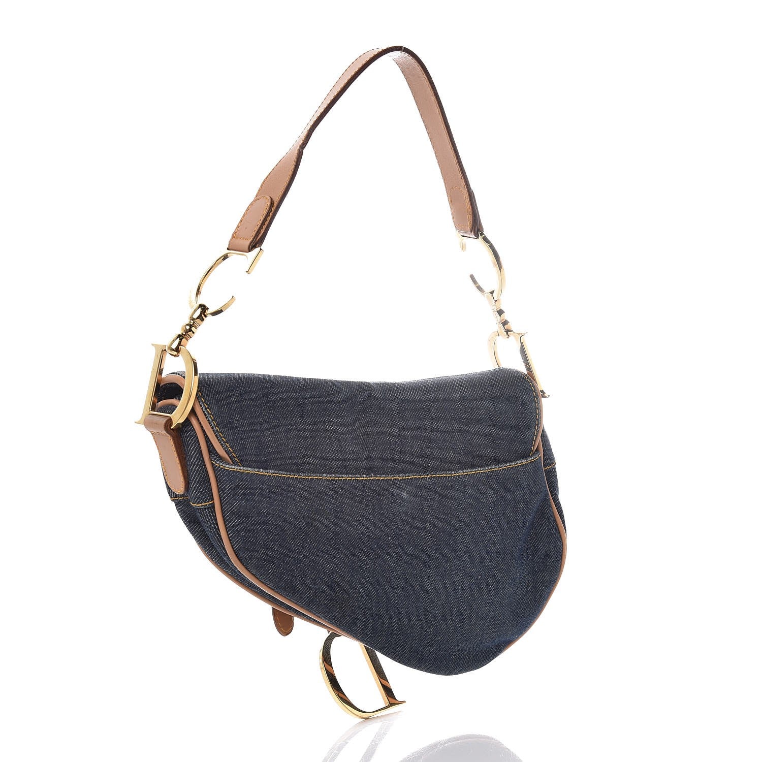 Christian Dior Denim Calfskin Saddle Bag Blue 3 of 8