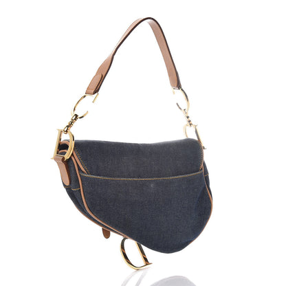 Christian Dior Denim Calfskin Saddle Bag Blue 3 of 8