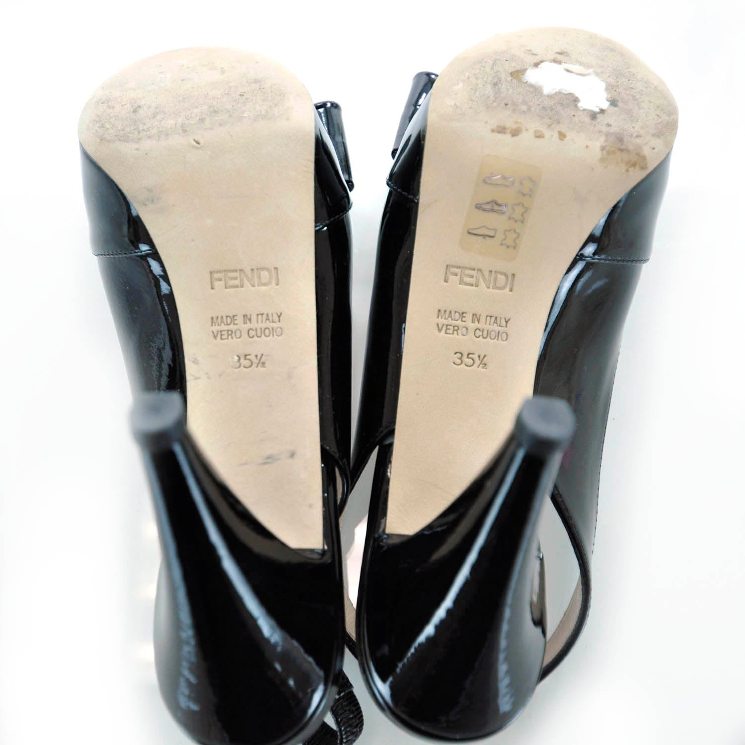 Fendi Patent Platform Bow Heels 35.5 Black 2 of 5