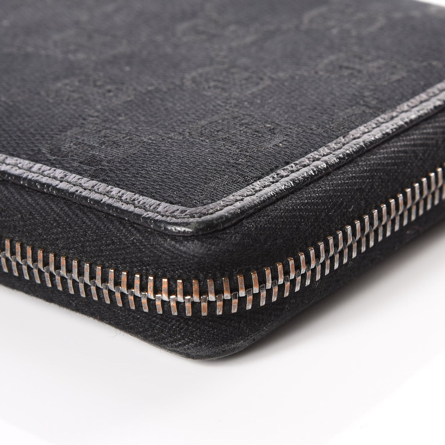 Monogram Metal Bar Zip Around Wallet Black