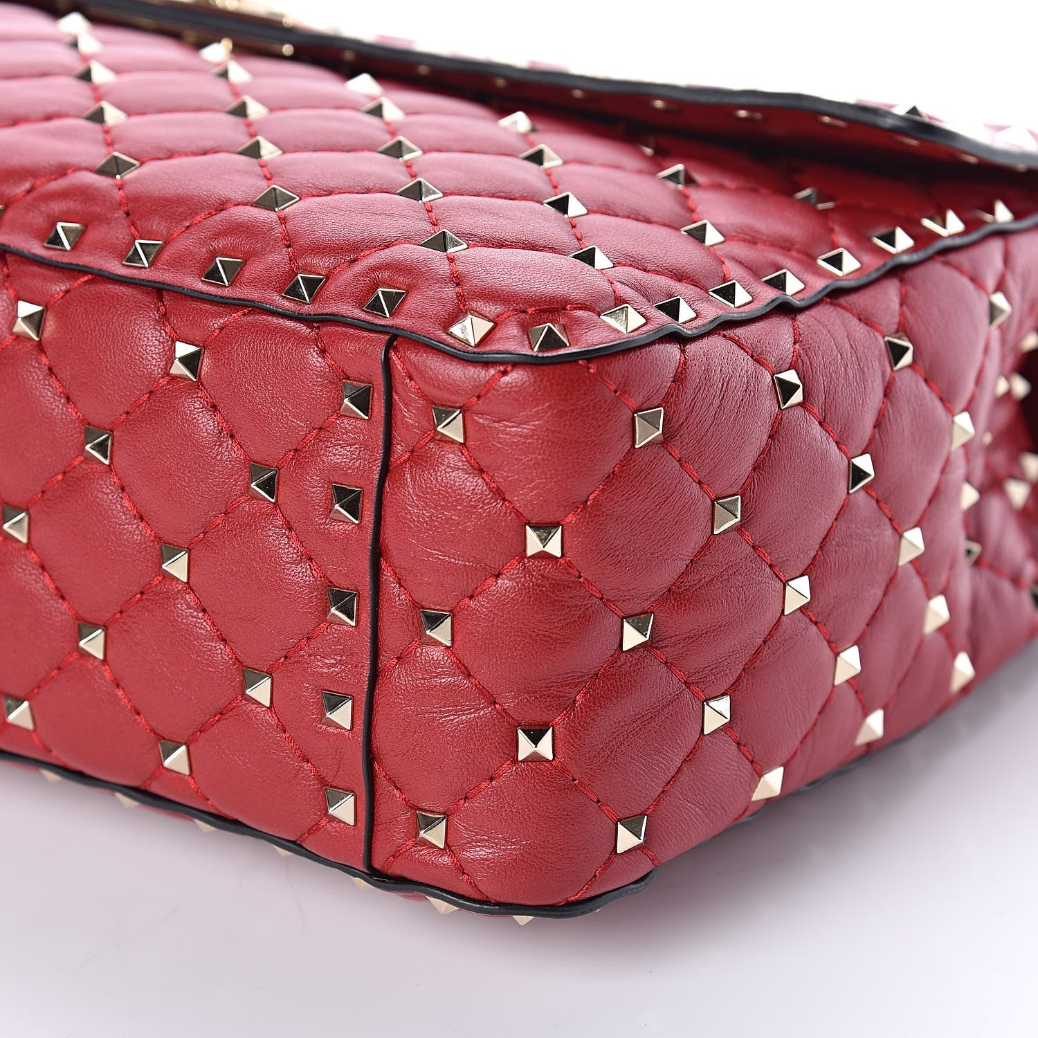 Valentino Garavani Lambskin Large Rockstud Spike Shoulder Bag Red 8 of 11