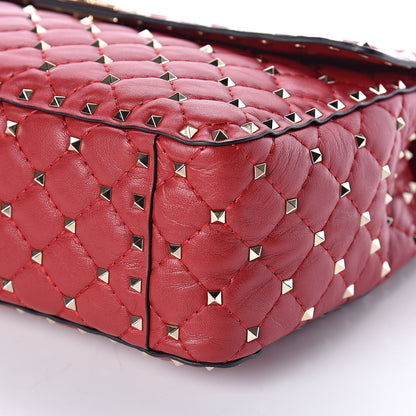 Valentino Garavani Lambskin Large Rockstud Spike Shoulder Bag Red 8 of 11