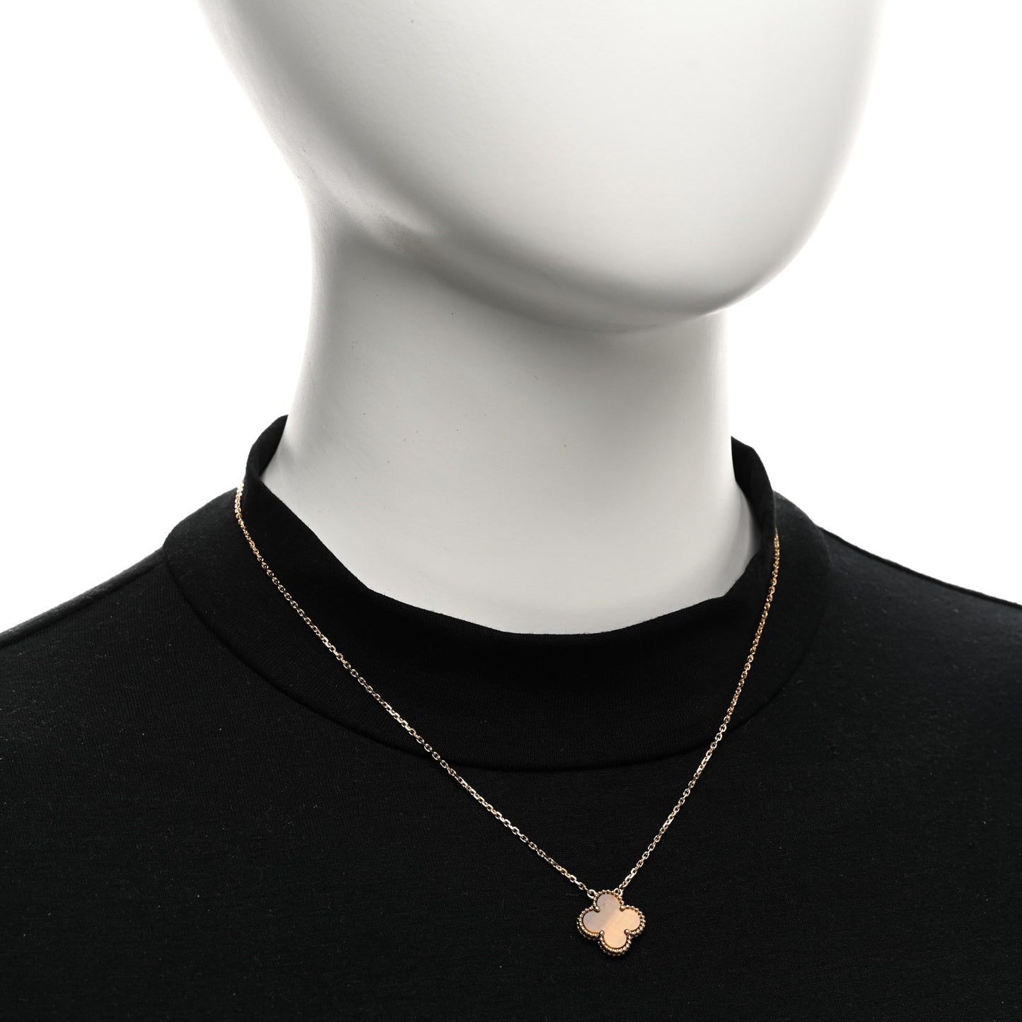 18K Yellow Gold Tiger Eye Vintage Alhambra Pendant Necklace