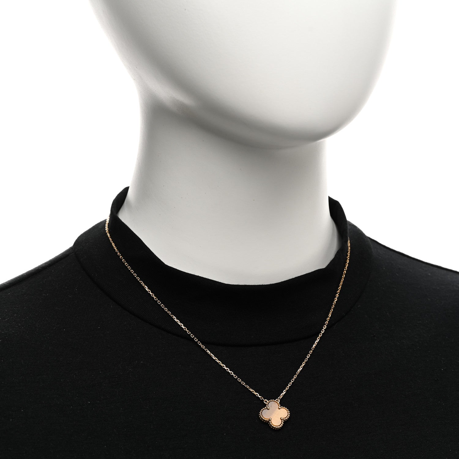 Van Cleef & Arpels 18K Yellow Gold Tiger Eye Vintage Alhambra Pendant Necklace 2 of 5