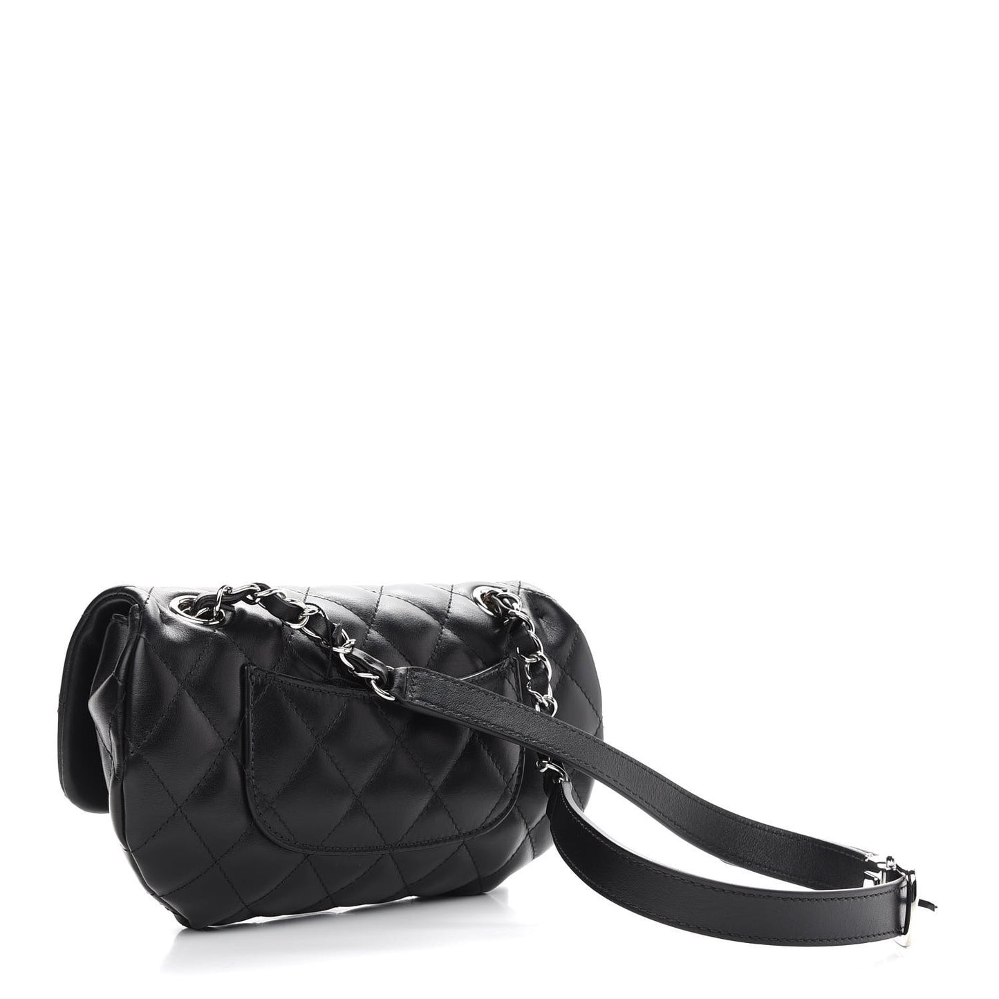 Calfskin Quilted CC Uniform Flap Belt Bag Black