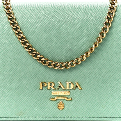Prada Saffiano Metal Chain Wallet Acquamarina 8 of 11