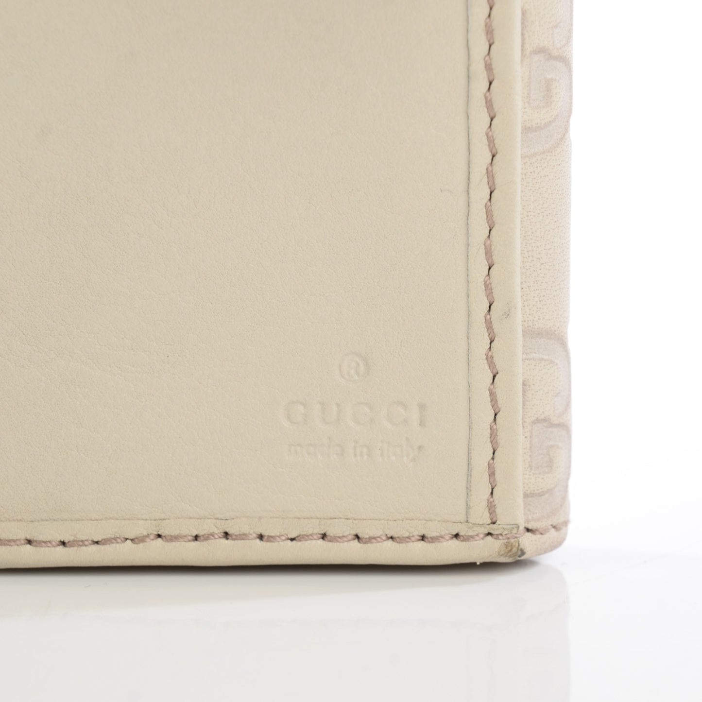 Guccissima Margaux Calfskin Metal Bar Continental Flap Wallet Mystic White