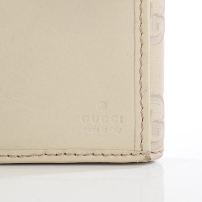Gucci Guccissima Margaux Calfskin Metal Bar Continental Flap Wallet Mystic White 6 of 8