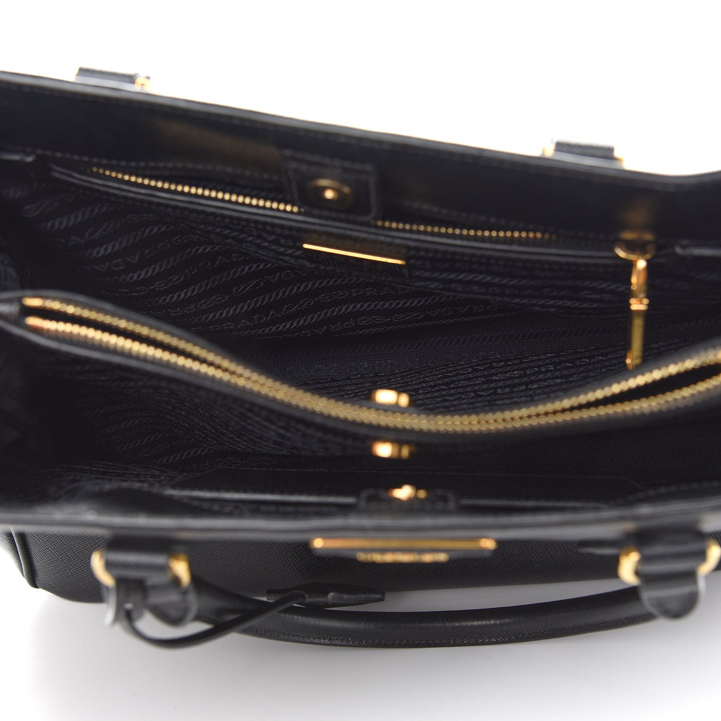 Saffiano Medium Galleria Double Zip Tote Black
