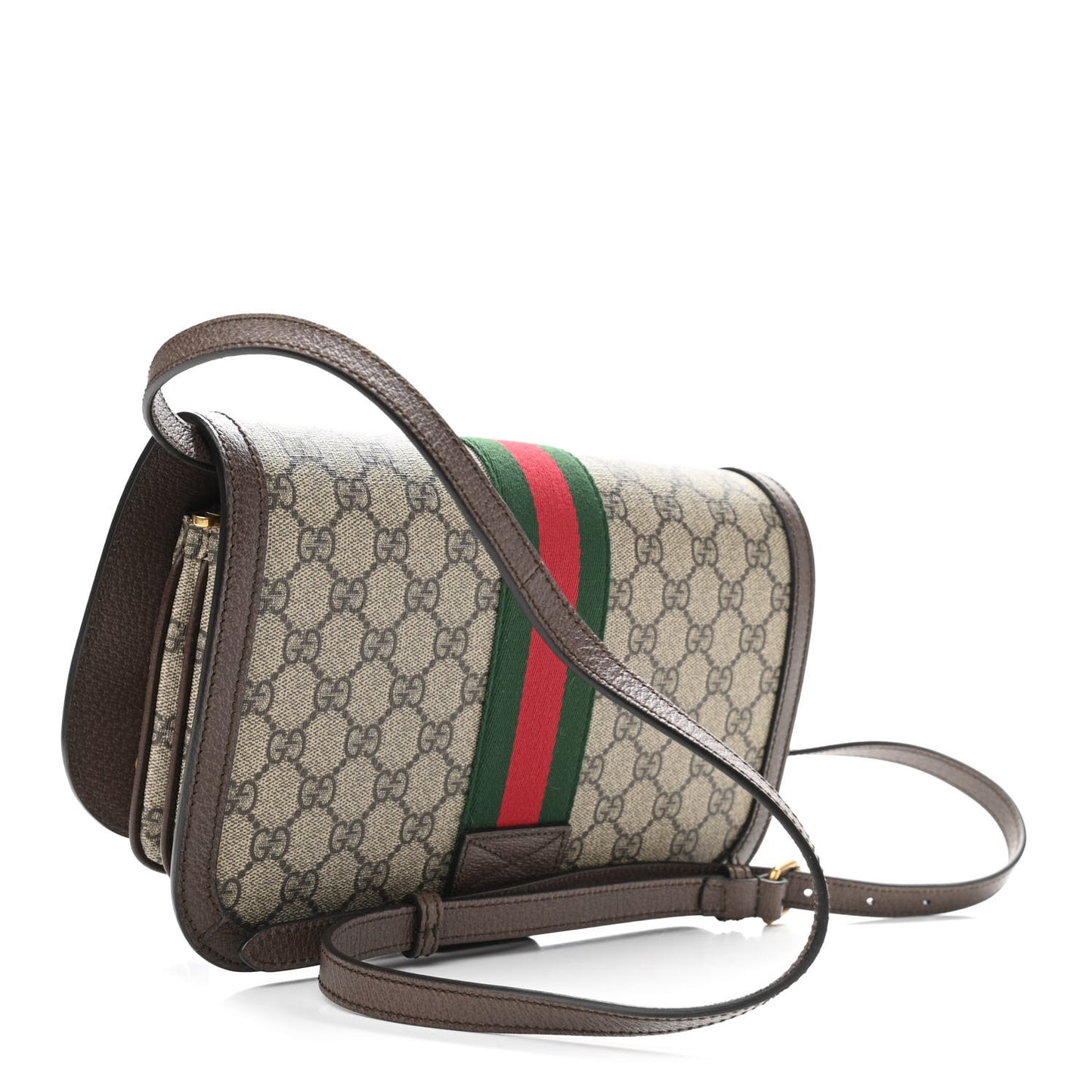 GG Supreme Monogram Web Ophidia Flap Messenger Bag Beige New Acero