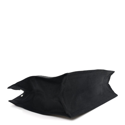 Saint Laurent Linen Calfskin Small Rive Gauche Tote Natural Black 4 of 11