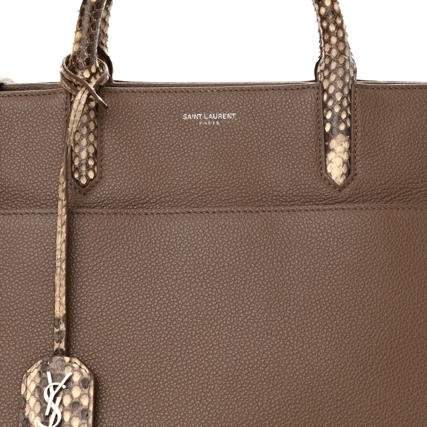 Grained Calfskin Snakeskin Small Cabas Rive Gauche Taupe