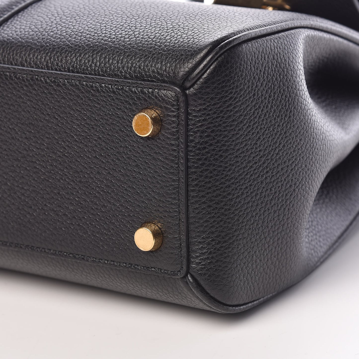 Grained Calfskin Small 16 Top Handle Bag Black