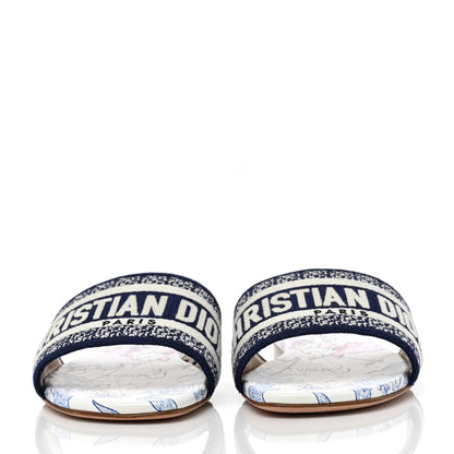 Christian Dior Canvas Around the World Embroidered Dway Flat Slide Sandals 36 True Blue 2 of 8