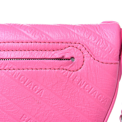 Balenciaga Shiny Goatskin Allover Logo Embossed XXS Souvenir Belt Bag Acid Pink 8 of 8
