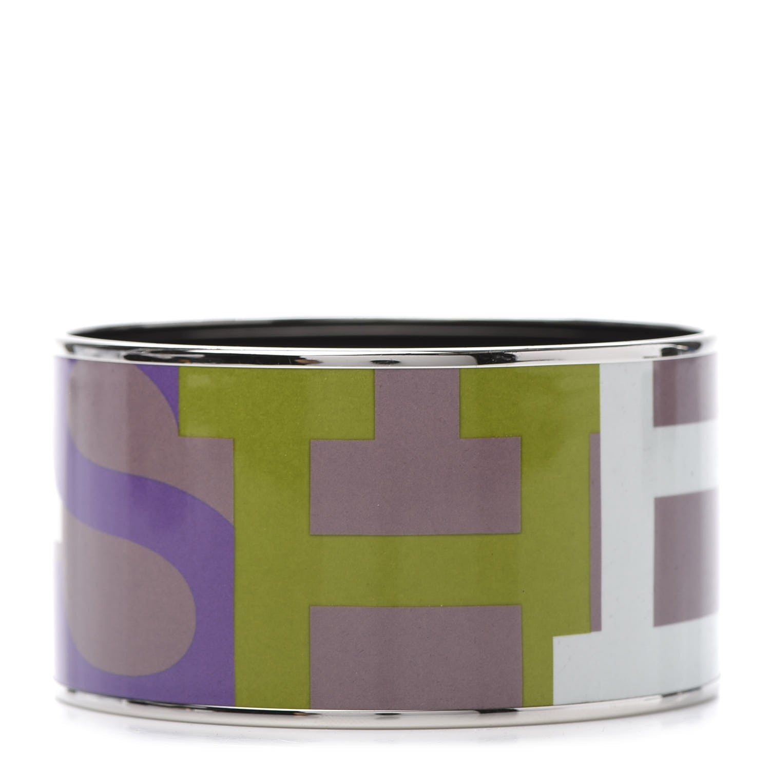 Hermes Enamel Printed Capitales Extra Wide Bracelet 65 1 of 5