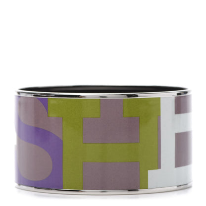 Hermes Enamel Printed Capitales Extra Wide Bracelet 65 1 of 5