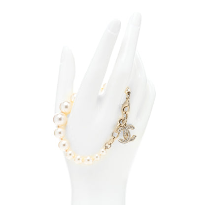 Chanel Graduated Pearl Crystal CC Bracelet Gold 2 of 5