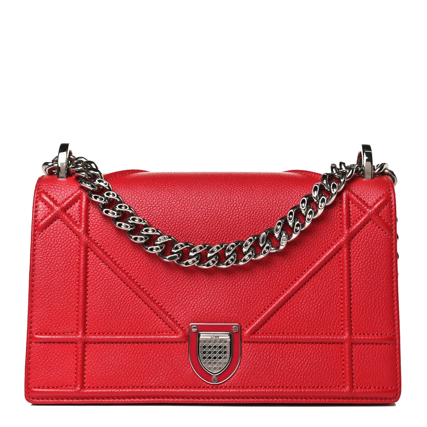 Christian Dior Grained Calfskin Small Diorama Flap Bag Red 1 of 15