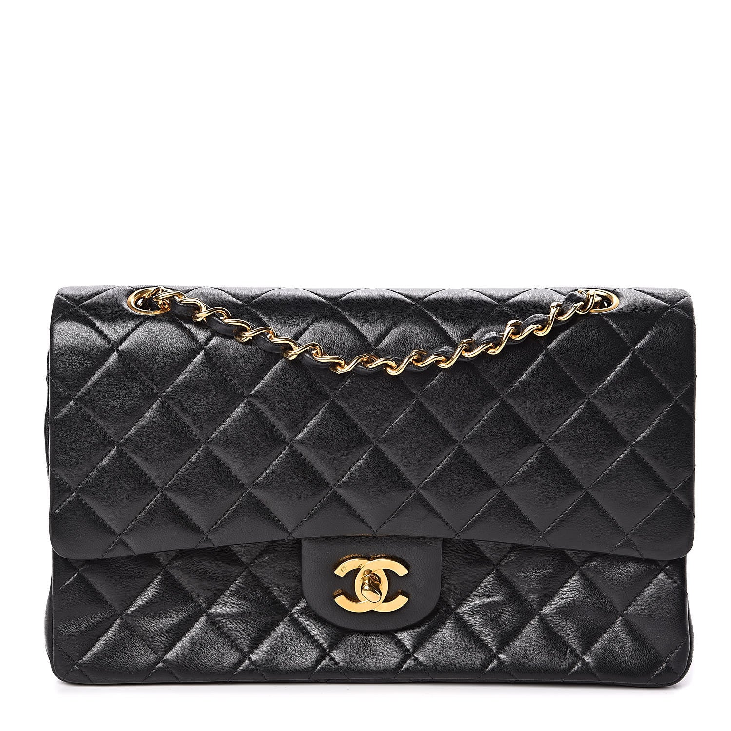 Chanel Lambskin Quilted Medium Double Flap Black 1 of 15