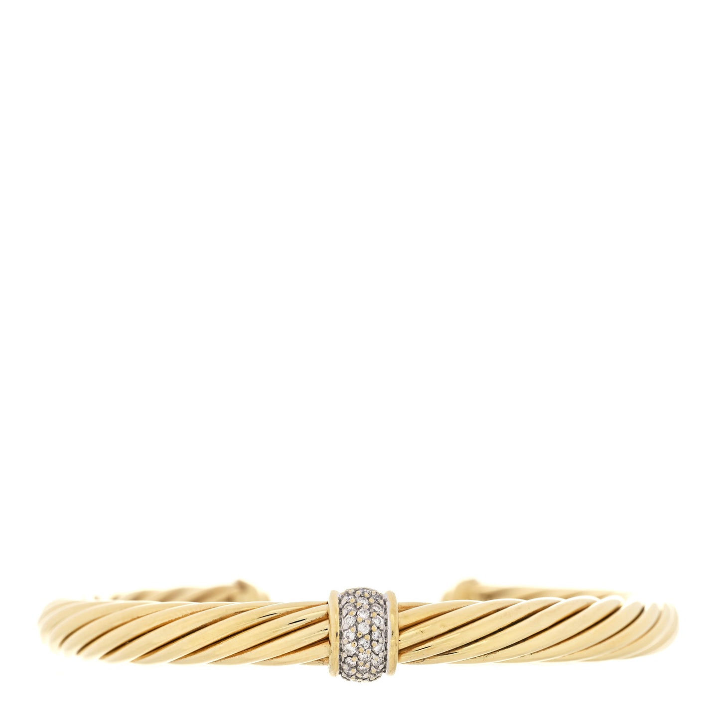 18K Yellow Gold Diamond 7mm Cable Classics Single Station Bracelet
