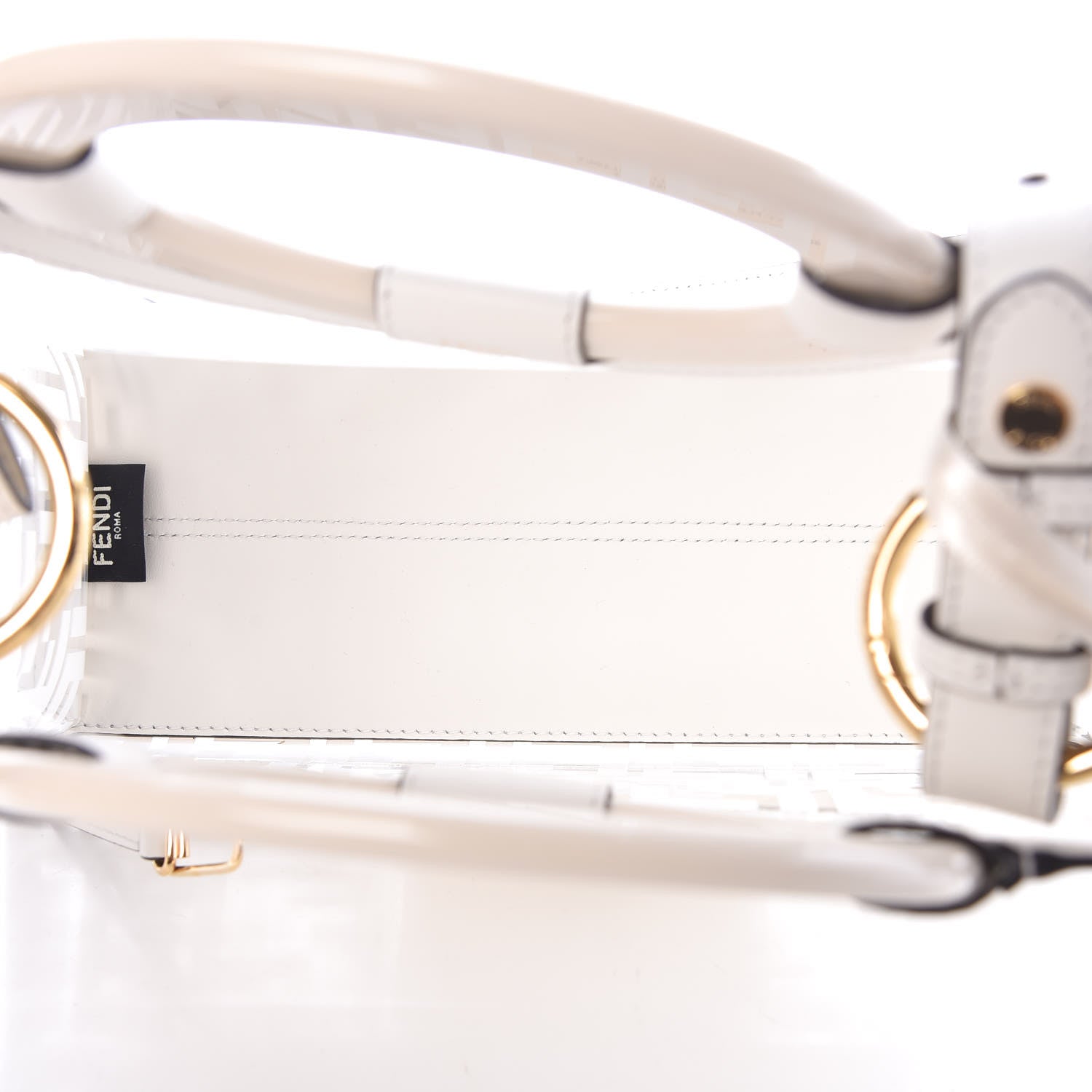 Fendi TPU FF Vitello Century Plexiglass Small Runaway Shopper Tote White 5 of 7