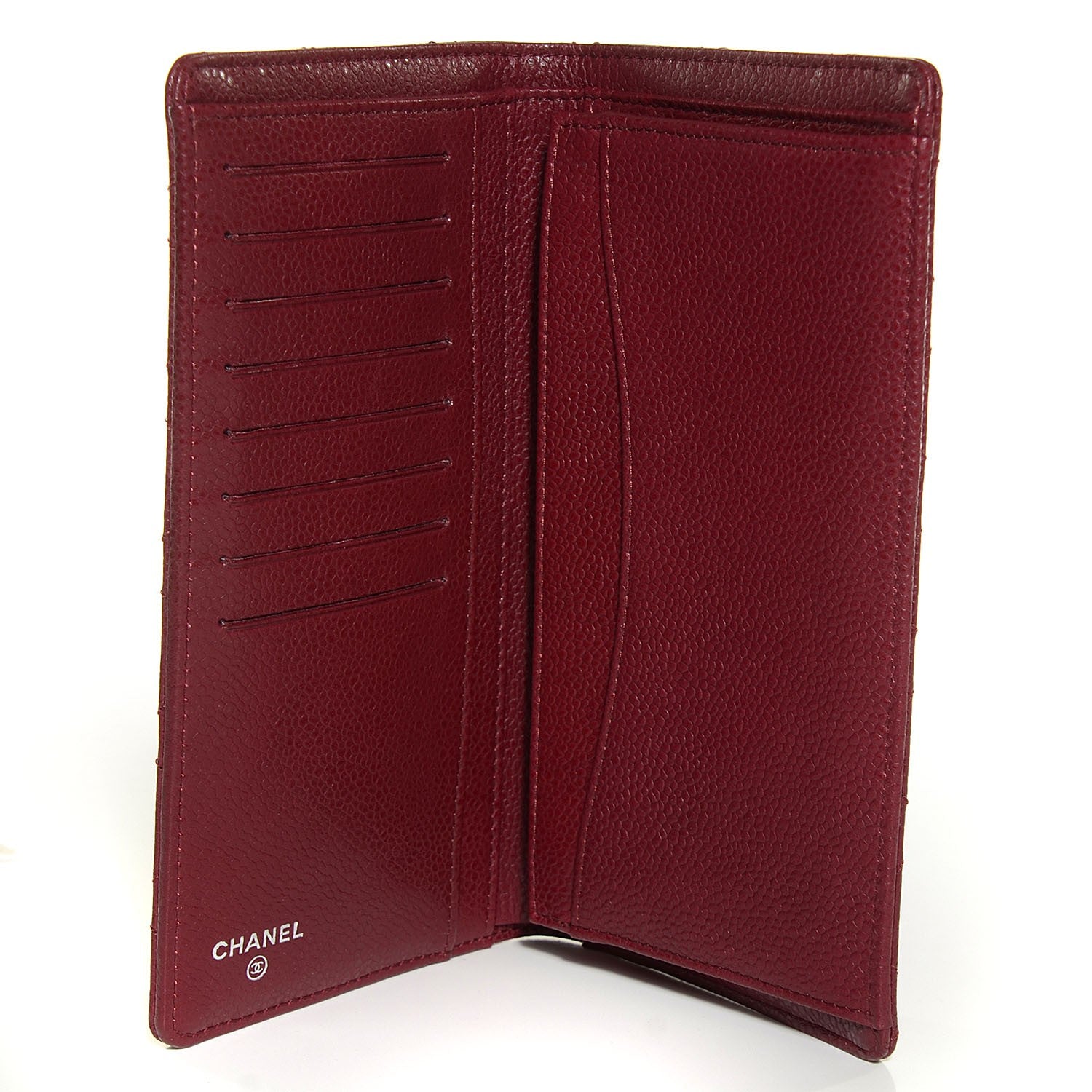 Chanel Caviar Quilted Yen Wallet Dark Red 6 of 9