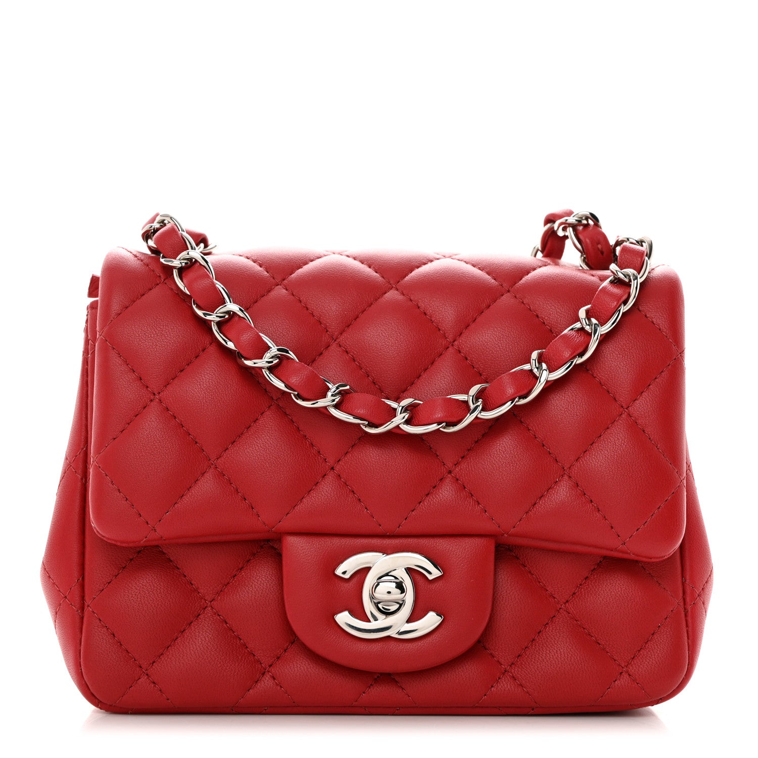 Chanel Lambskin Quilted Mini Square Flap Red 1 of 10