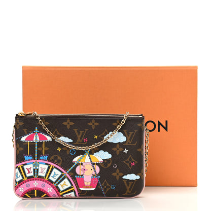 Louis Vuitton Monogram 2020 Christmas Animation Big Wheel Double Zip Pochette Rose Ballerine 12 of 12