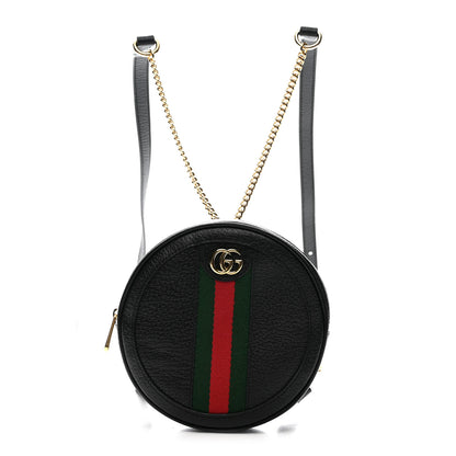 Gucci Grained Calfskin Web Mini Ophidia Round Shoulder Bag Black 1 of 13