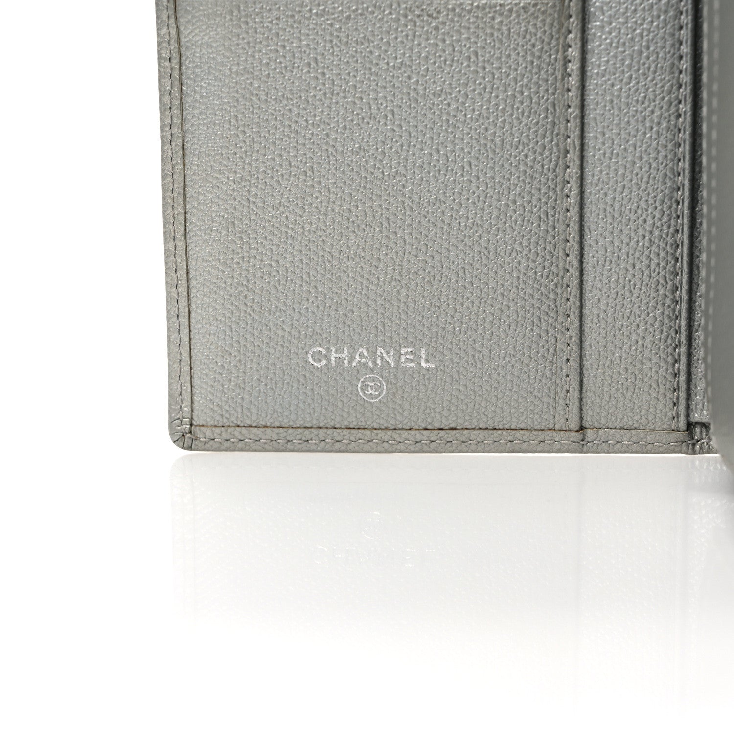 Chanel Grained Calfskin CC Button Yen Wallet Silver 6 of 7