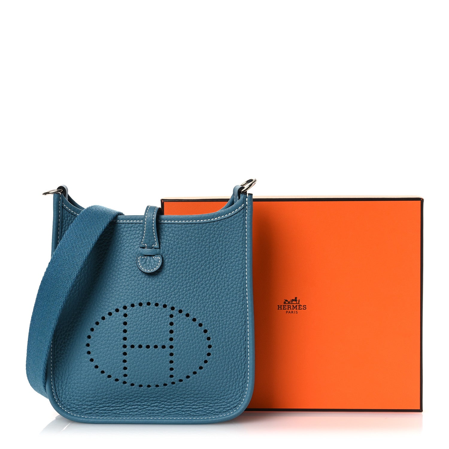 Hermes Taurillon Clemence Evelyne TPM New Blue Jean 11 of 11