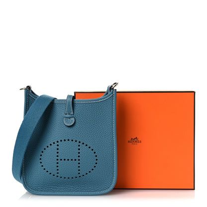 Hermes Taurillon Clemence Evelyne TPM New Blue Jean 11 of 11