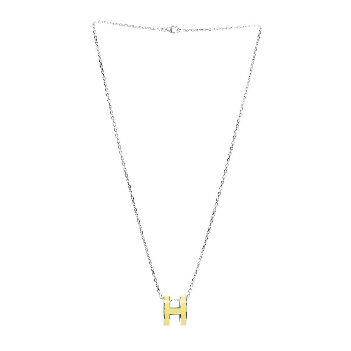 Lacquered Palladium Pop H Pendant Necklace Jaune Mimosa