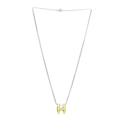 Hermes Lacquered Palladium Pop H Pendant Necklace Jaune Mimosa 3 of 4