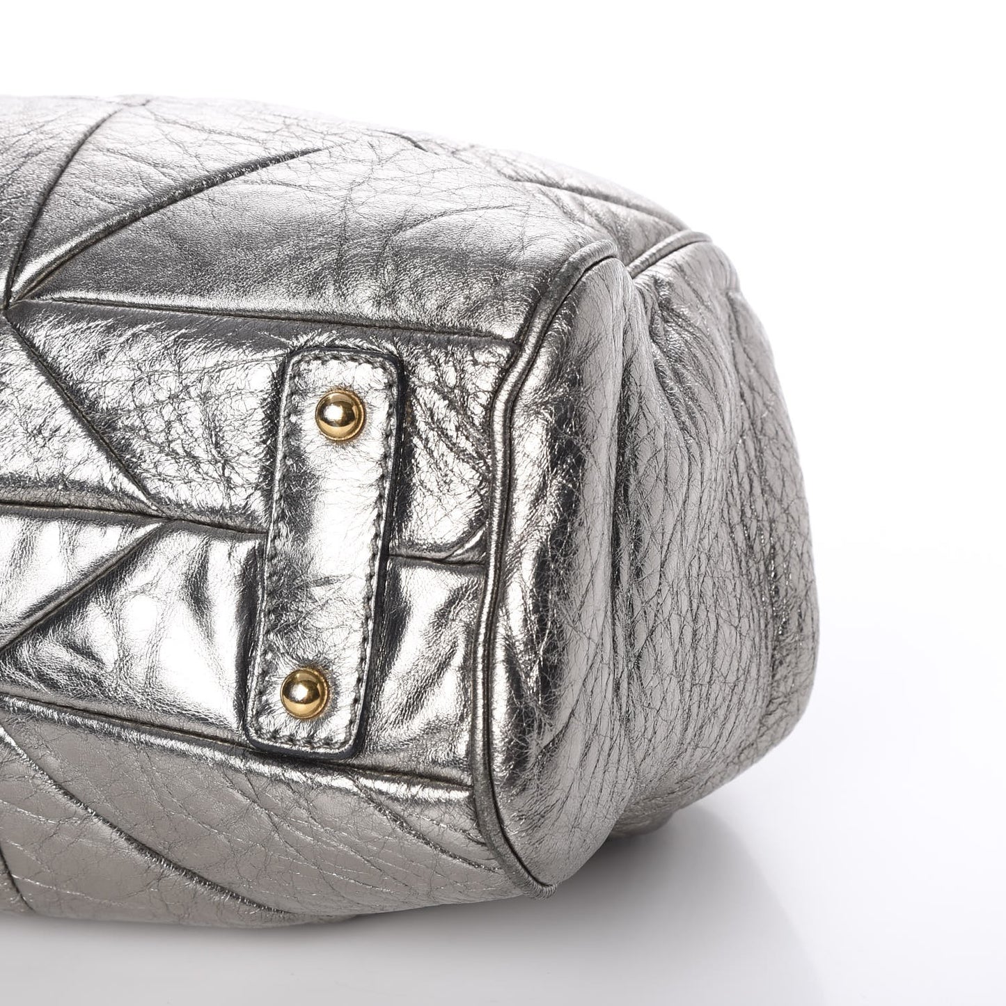 Metallic Calfskin Patchwork Stam Silver