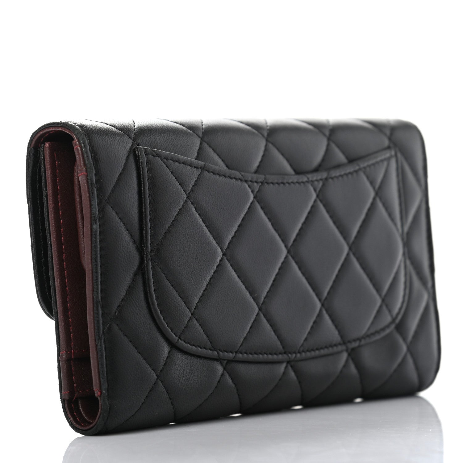 Chanel Lambskin Quilted Large Gusset Flap Wallet Black 3 of 8