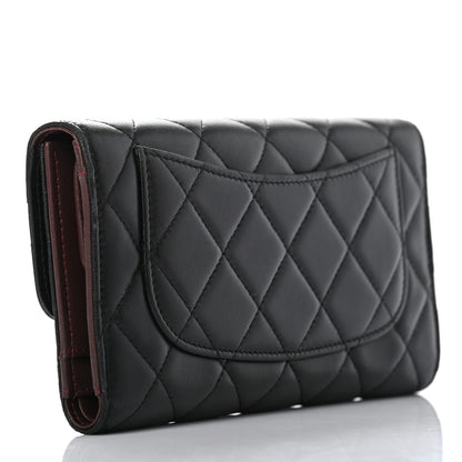 Chanel Lambskin Quilted Large Gusset Flap Wallet Black 3 of 8
