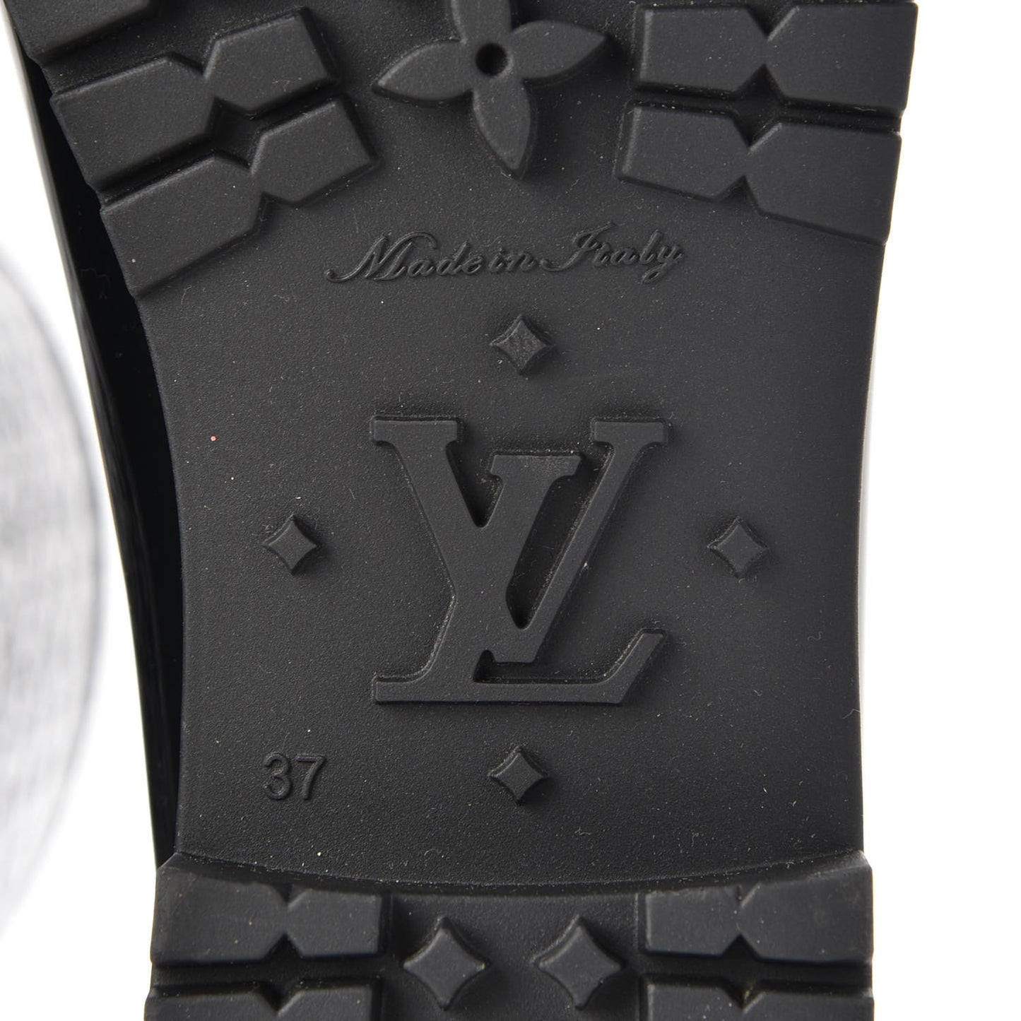 Rubber Embossed Monogram Splash Rain Boots 37 Black