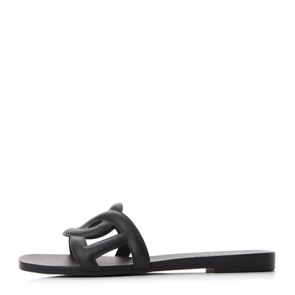 Hermes Rubber Aloha Sandals 35 Black 1 of 9
