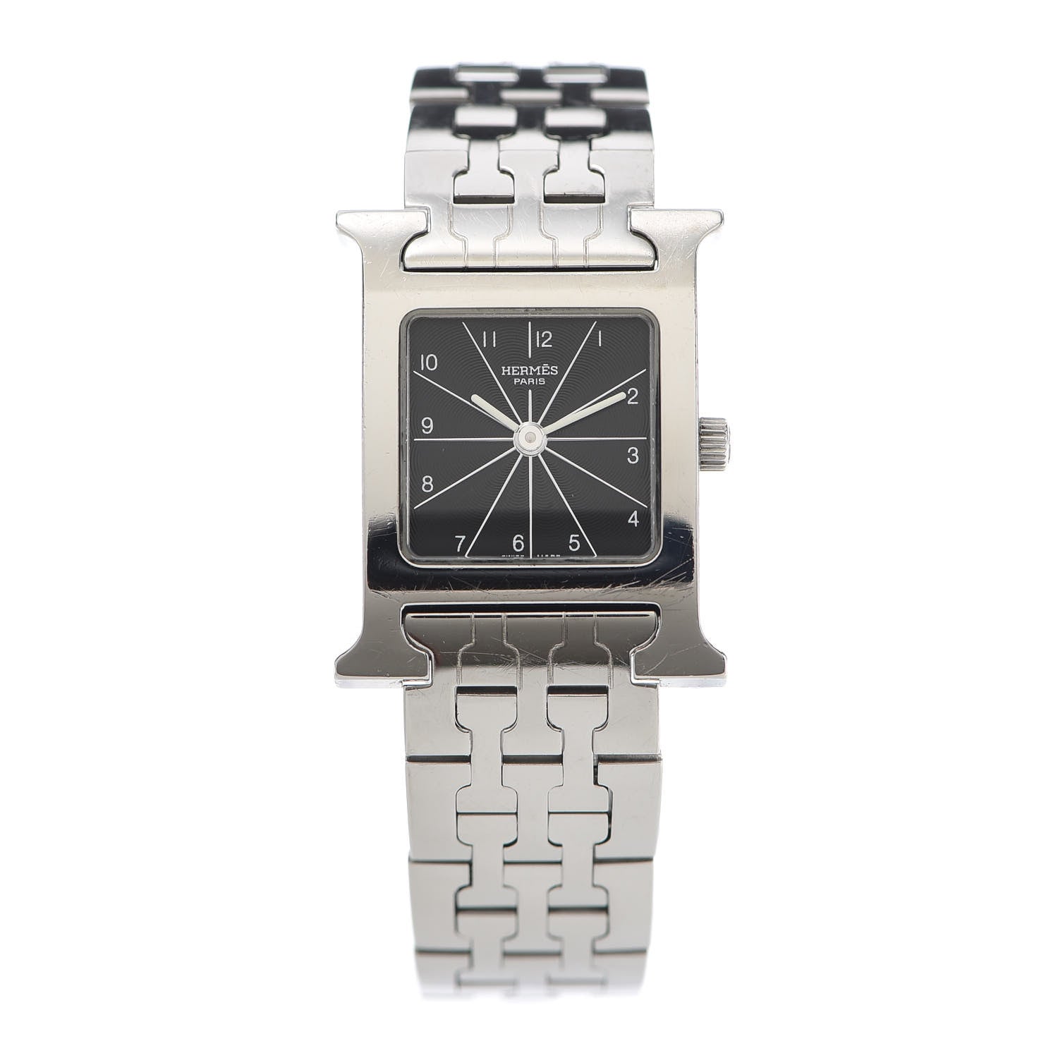Hermes Stainless Steel 21mm Heure H Hour Quartz Watch Black 1 of 4