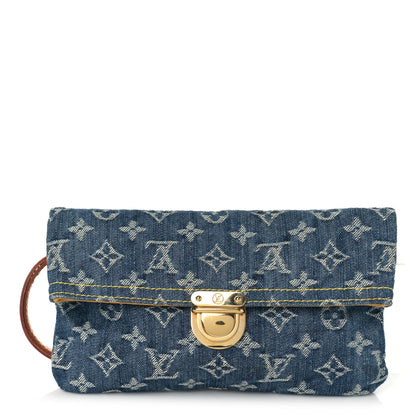 Louis Vuitton Monogram Denim Pochette Plat Clutch Blue 1 of 8