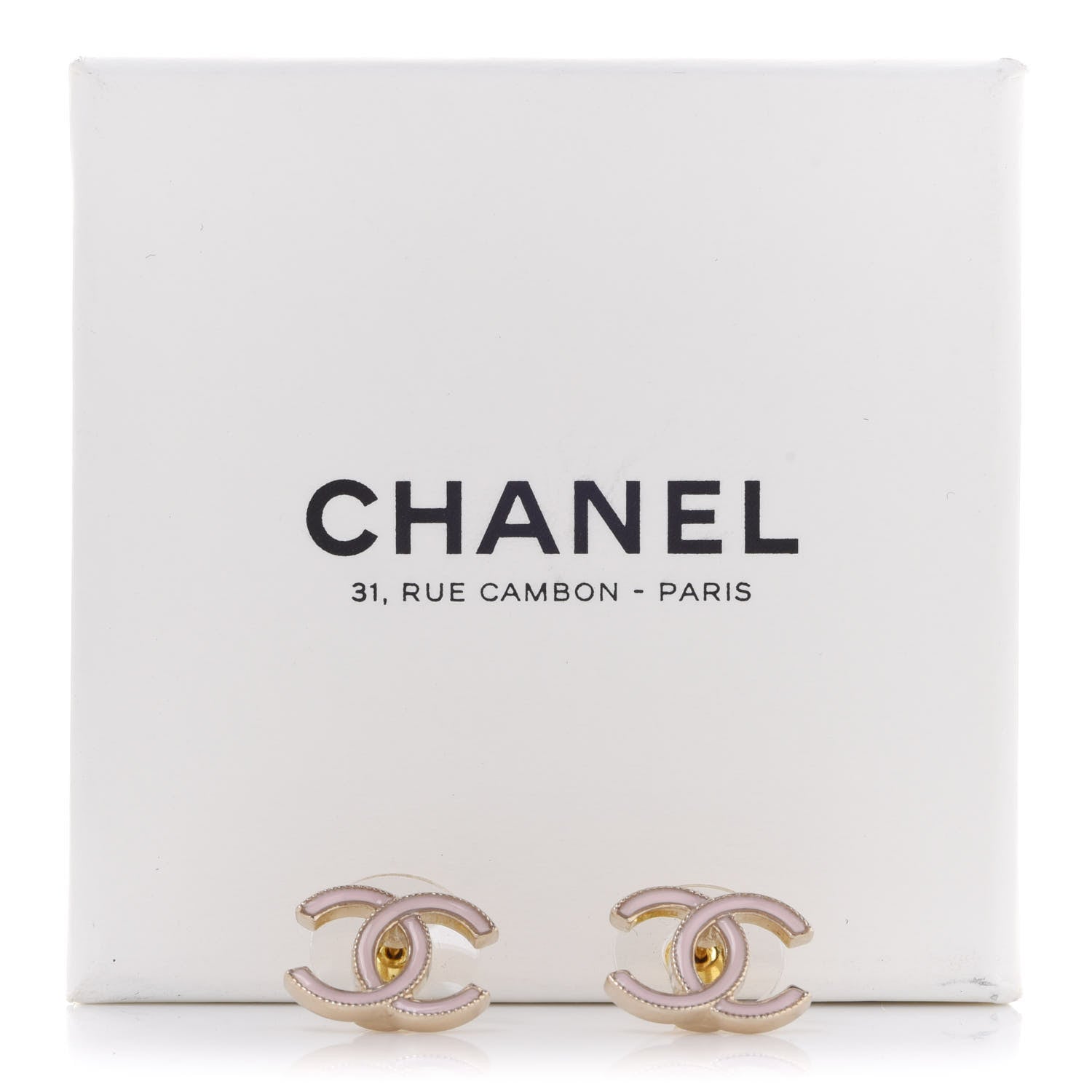Chanel Enamel CC Earrings Pearly Pink Gold 5 of 5