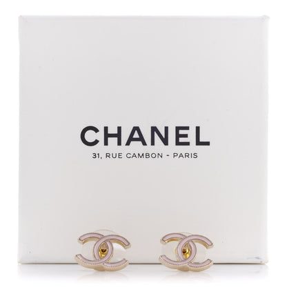 Chanel Enamel CC Earrings Pearly Pink Gold 5 of 5