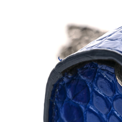 Alexander McQueen Calfskin Crocodile Embossed Skull Mini Crossbody Bag Deep Lapis Blue 10 of 10