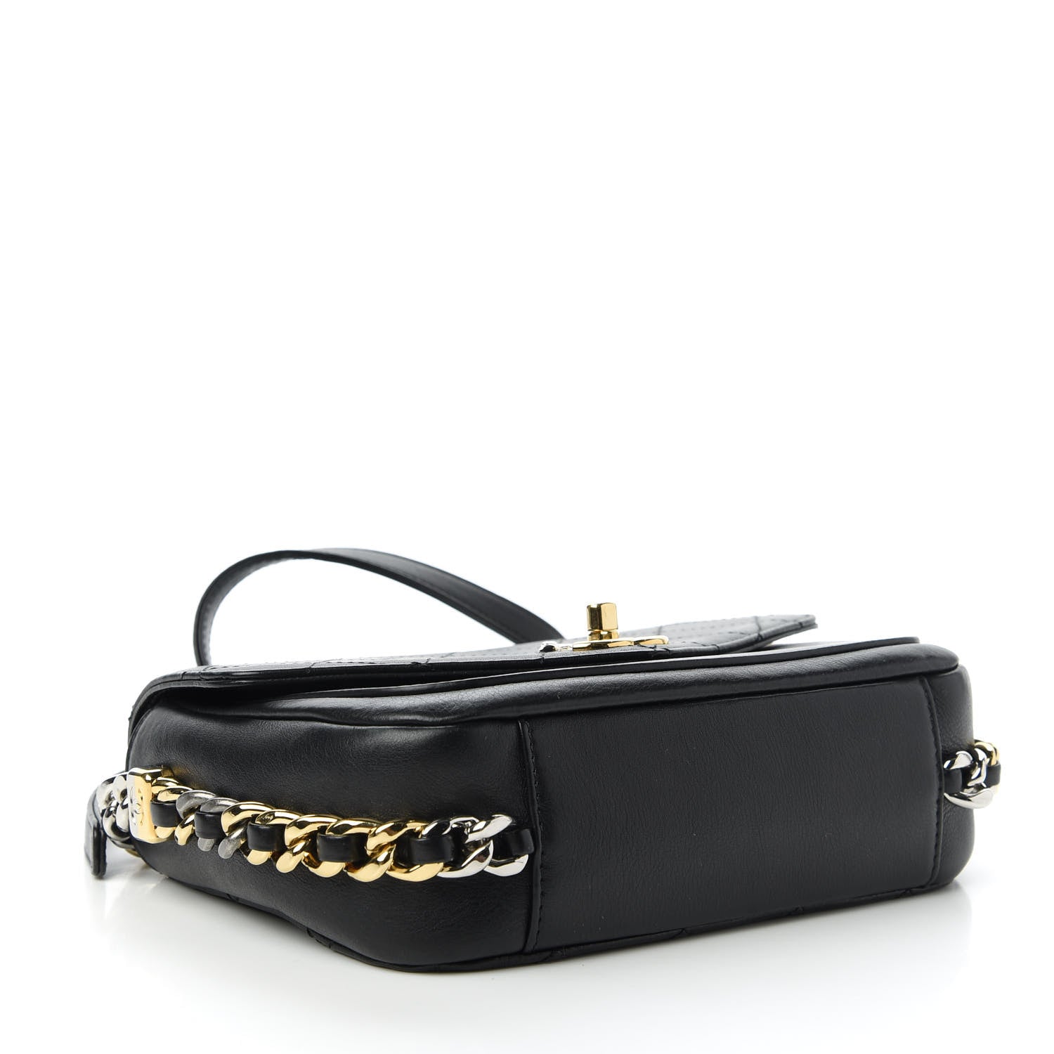 Chanel Calfskin Stitched Small Precious Union Flap Bag Black 4 of 10