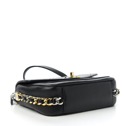 Chanel Calfskin Stitched Small Precious Union Flap Bag Black 4 of 10