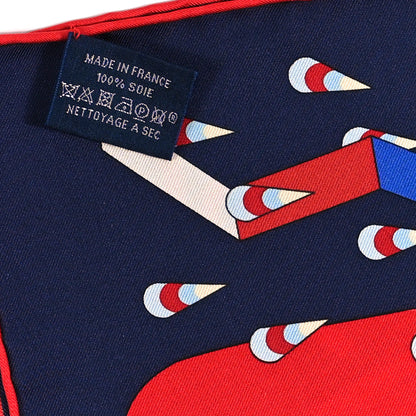 Hermes Silk La Source De Pegase Scarf 90 Marine Rouge Ciel 3 of 5