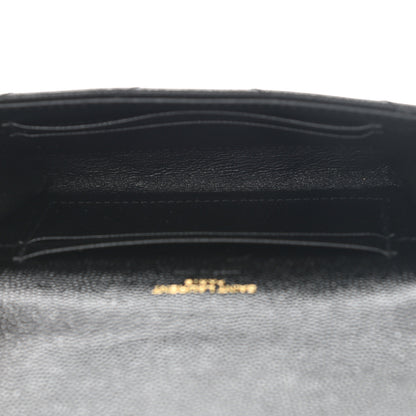 Saint Laurent Grain De Poudre Matelasse Chevron Small Monogram Envelope Wallet Black 4 of 6