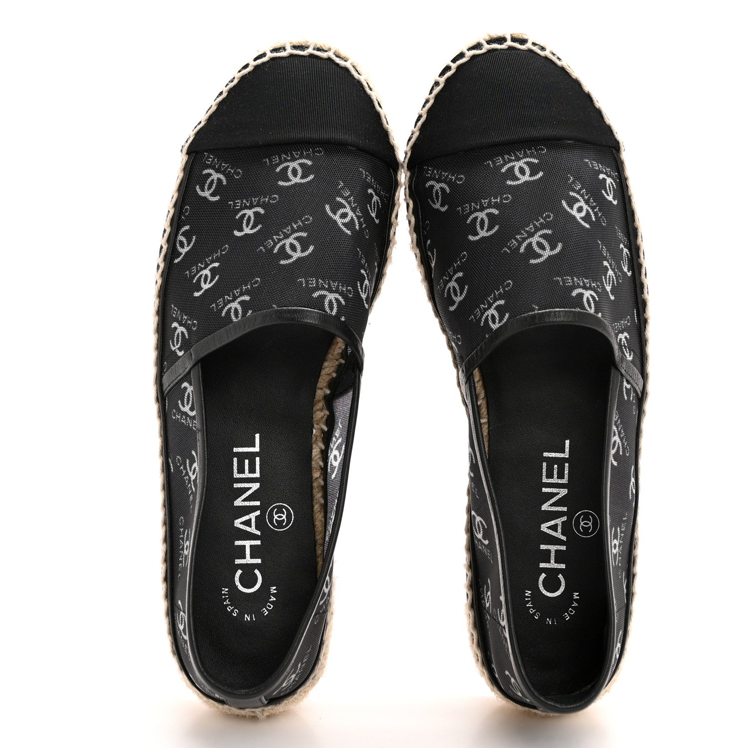 Chanel Mesh Grosgrain CC Espadrilles 36 Black White 2 of 9